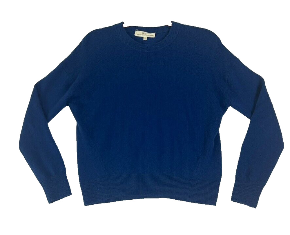 Madewell Sweater Women XXS Coastal Blue 100% Cashmere Boxy Crewneck NM383